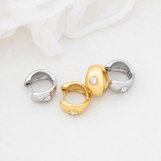 Chunky Hoop One Stone Earrings- Studio