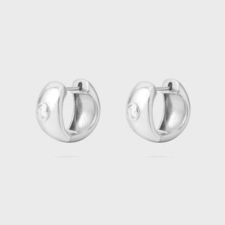 Chunky Hoop One Stone Earrings- stainless main 