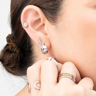 Chunky Hoop One Stone Earrings- Model