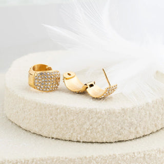 Pave Stone Huggie Earrings- Studio