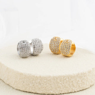 Pave Stone Huggie Earrings- Studio