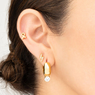 Chunky One Stone Earrings- Model
