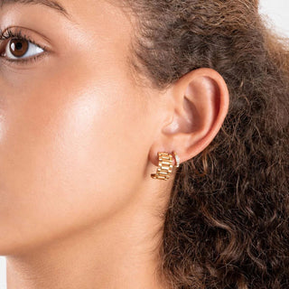Baguette Statement Hoop Earrings- Model