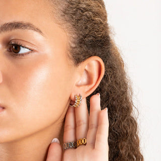 Baguette Statement Hoop Earrings- Model