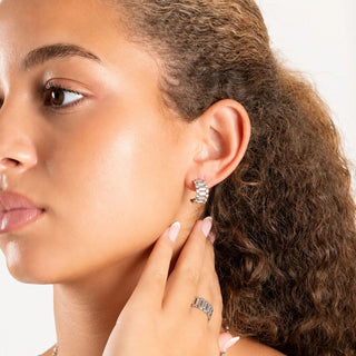Baguette Statement Hoop Earrings- Model