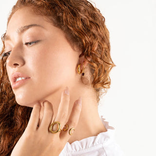 Beaded Inner Hoop Earrings- Model