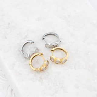 Stone Heart Huggie Earrings- Studio