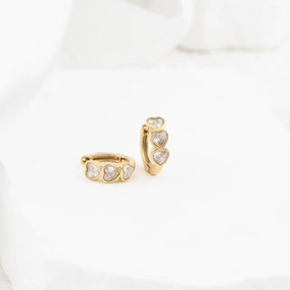 Stone Heart Huggie Earrings- Studio