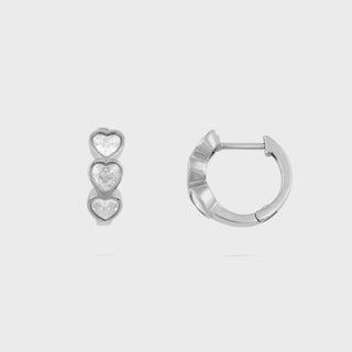 Stone Heart Huggie Earrings- Main