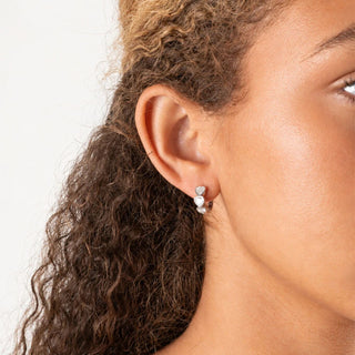 Stone Heart Huggie Earrings- Model