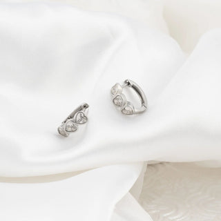 Stone Heart Huggie Earrings- Studio