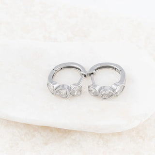 Stone Heart Huggie Earrings- Studio