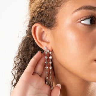 Double Stone Dangle Earrings- Model