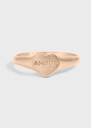 "Amour" Heart Signet Ring