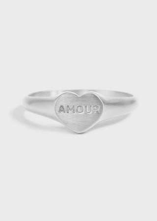 "Amour" Heart Signet Ring