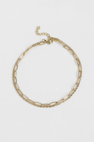 Gold Layered Paperclip Chain Anklet