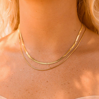 Gold Herringbone Chain Necklace