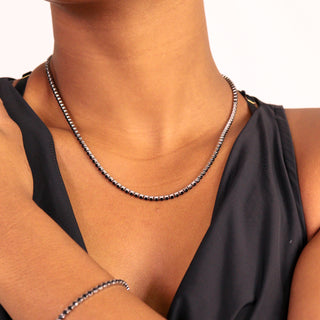 Jet Tennis Chain Necklace