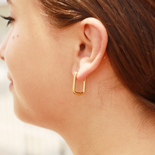 Rounded Rectangle Hoop Earrings