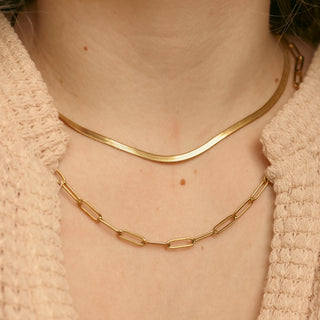 18k Gold Herringbone Chain Necklace
