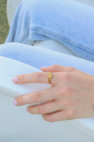 Gold Heart Signet Ring