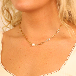 Paperclip Pearl Necklace