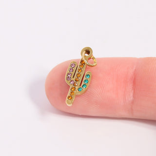 Stainless Steel Cactus with CZ Stone Charm scale