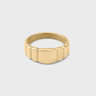Ridged Band Signet Ring- gold main 