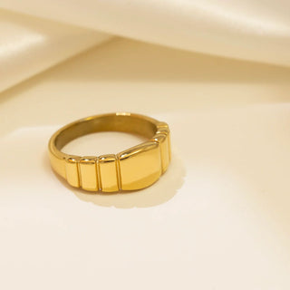 Ridged Band Signet Ring- gold studio 