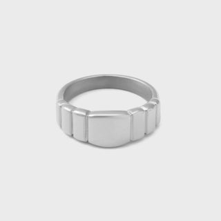 Ridged Band Signet Ring- silver main 