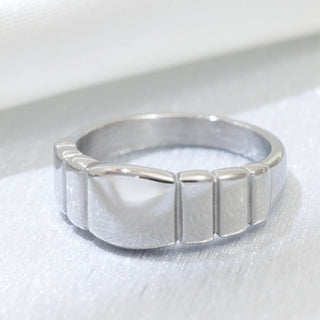 Ridged Band Signet Ring- silver studio 