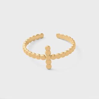 Beaded Cross Adjustable Ring - main
