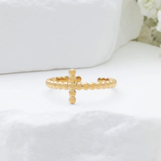 Beaded Cross Adjustable Ring - studio