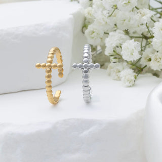 Beaded Cross Adjustable Ring - studio