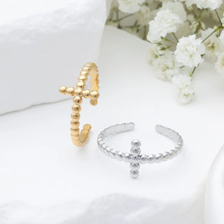 Beaded Cross Adjustable Ring - studio