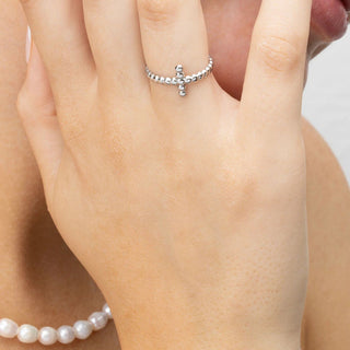 Beaded Cross Adjustable Ring - model