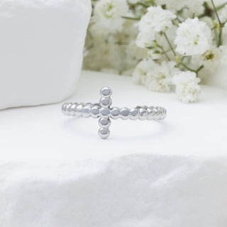 Beaded Cross Adjustable Ring - studio