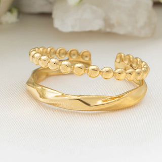 Double Beaded Adjustable Ring - studio