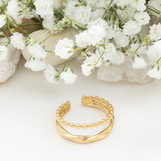 Double Beaded Adjustable Ring - studio