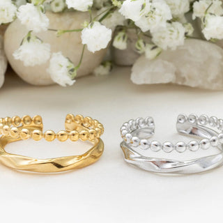 Double Beaded Adjustable Ring - studio