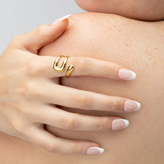 Twisted Spiral Cuff Ring- model