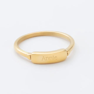 Dainty Plaque Stack Ring - Engraved