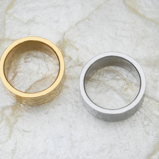 The Hammered Statement Ring- gold and silver studio 