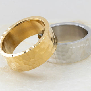 The Hammered Statement Ring- gold and silver studio 
