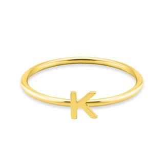 18K Gold Initial letter Stacking Ring (A-M)