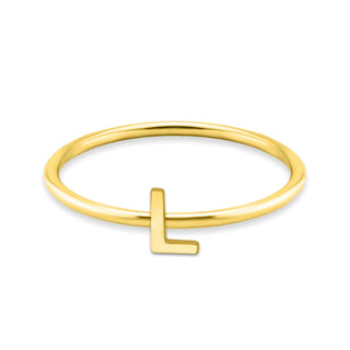 18K Gold Initial letter Stacking Ring (A-M)