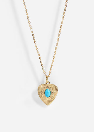 Semi precious turquoise charm necklace