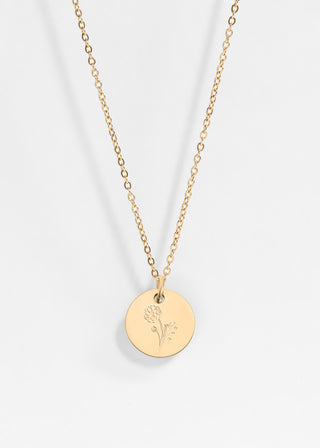 18K gold birth flower pendant necklace