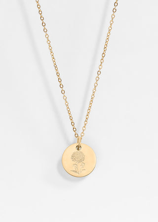 18K gold birth flower pendant necklace