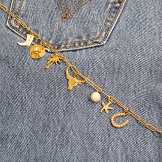 Bull Charm on Paperclip Chain with other western charms
